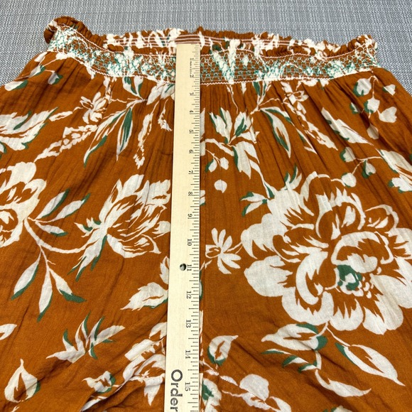 by Anthropologie Pants XL Floral Boho Smocked Waist Gaucho Pants Split Leg Harem - Picture 7 of 9